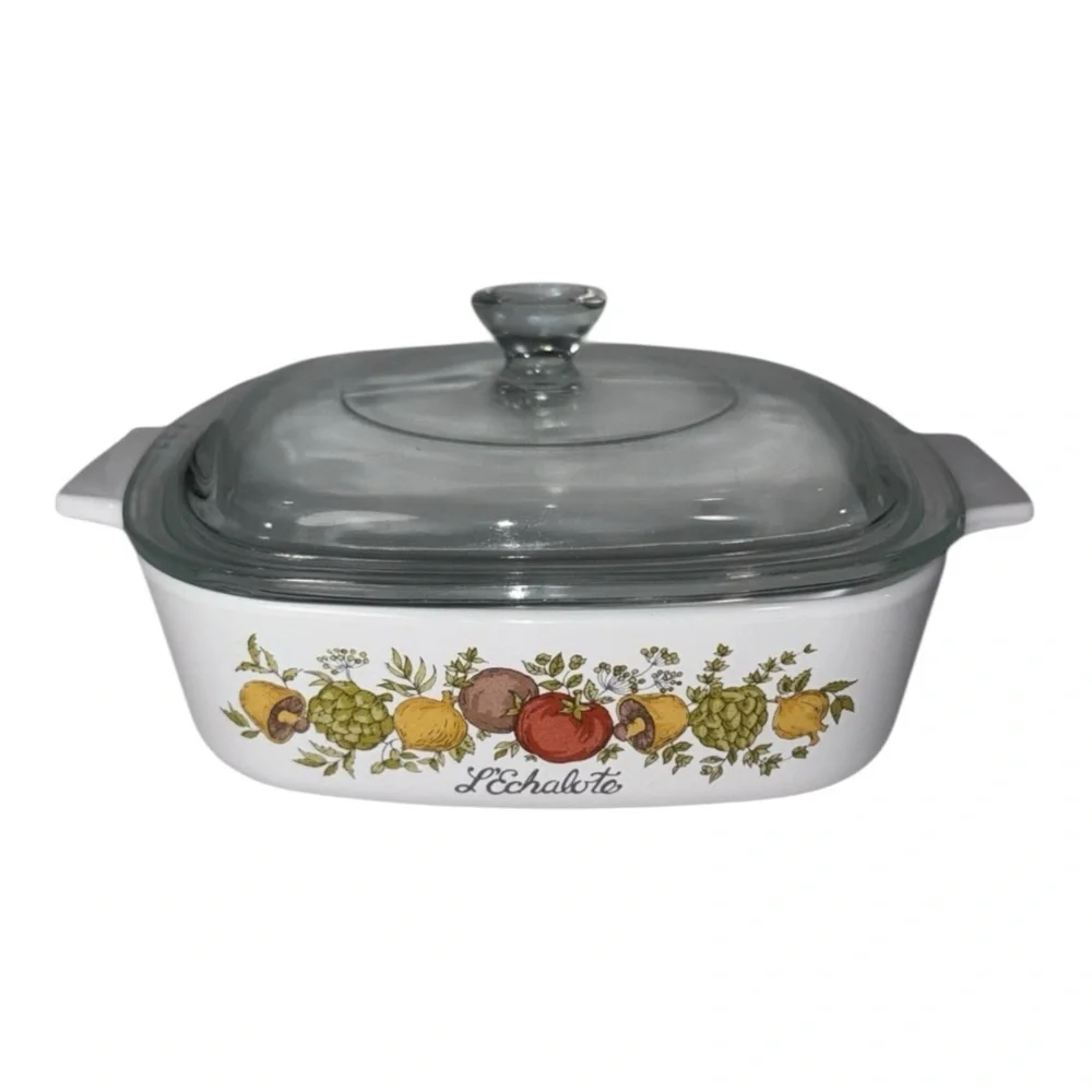 Vintage Corning Ware A-1-B Spice Of Life 1 Quart L’Echalote Dish w/ Lid 7